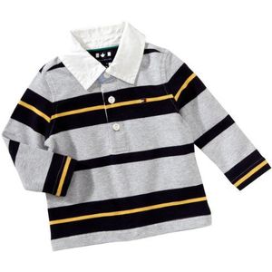 Tommy Hilfiger Benton STRIPE MINI RUGBY L/S BJ50239290 jongens sweatshirts, grijs (grey heather), 116 cm
