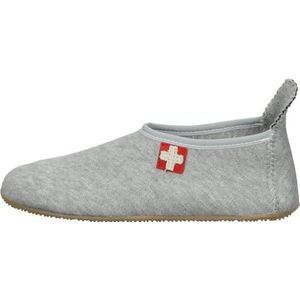 Living Kitzbühel Slippers Zwitsers kruis, zachte pantoffels voor kinderen en dames, van wol, ademend en antislip, lichtgrijs, 24 EU