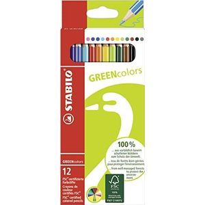 Milieuvriendelijk kleurpotlood - STABILO GREENcolors -12 stuks - met 12 verschillende kleuren