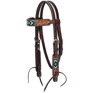 Turquoise Cross Turquoise Kralen Pony Brow Band Headstall Dark Oil 5/8 45-0149