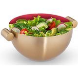 Relaxdays serveerkom rvs - saladeschaal hoog - mengkom goud - metalen schaal voor keuken - M