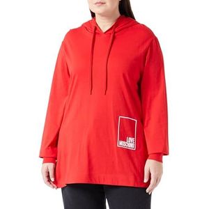 Love Moschino Dames Regular Fit Long-Sleeved Hooded T-Shirt, RED, 46, rood, 46