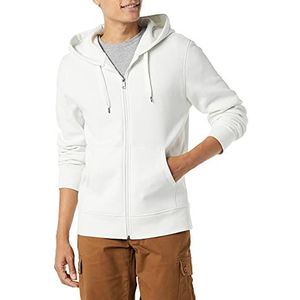 Amazon Essentials Men's Fleecetrui met volledige ritssluiting en capuchon (verkrijgbaar in grote en lange maten), Wit, XL