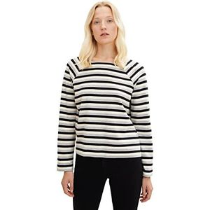TOM TAILOR Dames Shirt met lange mouwen met 1034156, 30722 - Black Butter Stripe, XXS