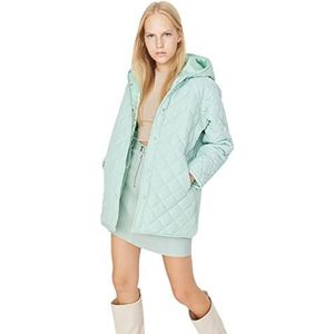 Trendyol Vrouwen staande kraag effen oversized winterjas jas, mint, XS, Munt, XS