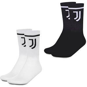 hermet Juventus, 2 paar badstof sokken, 2 stuks, sportsokken, maat 35/38, wit zwart, officieel product, wit/zwart, 35-38 EU
