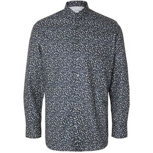 SELETED HOMME Heren Slhslimdetail Shirt Ls Classic Noos overhemd, Navy Blazer/Aop: bloem, XL