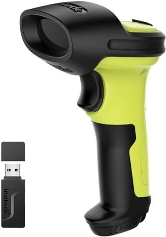 Inateck BCST-72 Barcodescanner, 2D Bluetooth, QR-codescanner, draadloos, met AI-app en SDK, 1 lading, 180 dagen stand-by, automatisch snel en nauwkeurig scannen, groen