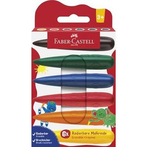 FABER-CASTELL 120409 - Waskrijtjes vanaf 3 jaar, vingerkrijtjes, 6 kleurrijke krijtjes