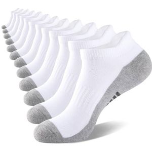 eallco Heren enkelsokken laag uitgesneden atletische gewatteerde loopsokken 6 Pack, Wit 6 (Past Mens Schoen Maat 6-12), one size