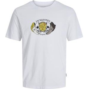 JACK & JONES - T-shirt - Wit - Katoen - Ronde Hals met Print