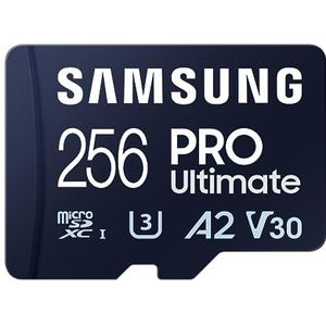 SAMSUNG PRO Ultimate microSD-geheugenkaart, 256GB, UHS-I U3, 200MB/s lezen, 130MB/s schrijven, incl. SD-adapter, voor smartphone, drone of action cam