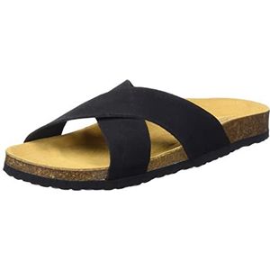 ONLY Onlmadison-1 Cross Suede Slip on Platte sandaal voor dames, Zwart, 35 EU