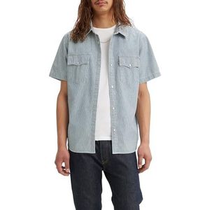 Levi's Heren Ss Relaxed Fit Western Shirt, Vander Denim Railroa, 18x18in