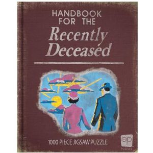 The OP USAopoly - Beetlejuice Puzzel: ""Handbook for The Recently Deceased"" - Puzzel met 1000 stukjes - Met fictief boek uit de Tim Burton film - Eindformaat 49 x 68 cm - Leeftijd 8+ - Engels