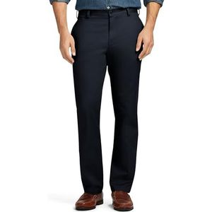IZOD Men's American Chino Flat Front Slim Fit Pant, Navy, 32W x 34L