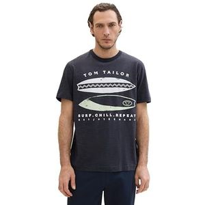 TOM TAILOR Heren T-shirt, 22093 - Navy Fine Stripe, L