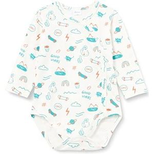 Pinokio Bodysuits voor babyjongens, lange mouwen, buttoned ondergoed, Ecru Print Oranje Flip, 56