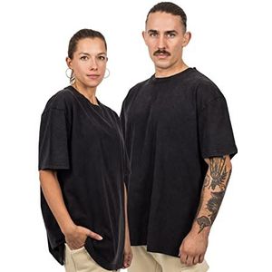 Blackskies Oversized Basic T-shirt met korte mouwen voor heren, Vintage Zwart, S