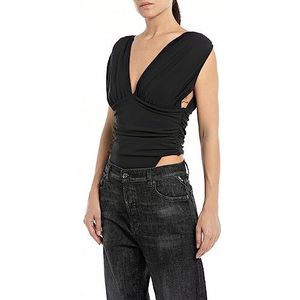Replay Mouwloze body voor dames, slim fit, 098 Black, S