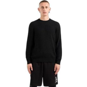 Armani Exchange - Vesten - Zwart - Heren - Geribbelde Ronde Hals Trui