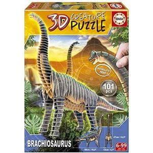 Educa - Brachiosaurus Creature Puzzel, bouw je eigen 3D-dinosaurus 50 cm lang en 47 hoog, 101 stuks van gerecycled dik karton, fotorealistische afbeeldingen, vanaf 5 jaar (19383)