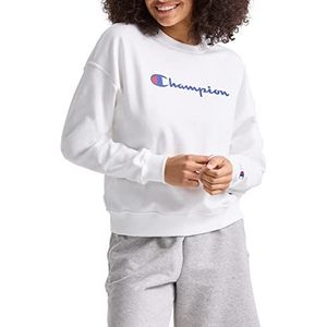 Champion Powerblend Relaxed Crew, damessweatshirt met zeefdruk, wit-y08113, small