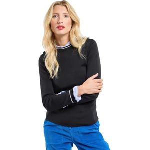 Pure Wol Effen Marine Trui, Zwart, L