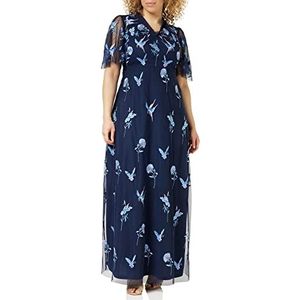 Frock and Frill Vrouwen Bloemen Geborduurde Jurk Speciale Gelegenheid, Navy, 16, marineblauw, 42