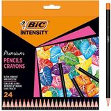 BIC Intensity Premium kleurpotloden voor volwassenen en kinderen, kleurpotloden om te schilderen in 24 kleuren, sterk gepigmenteerd en met onbreekbare vulling