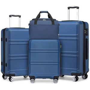 Kono Kofferset van 4 stuks handbagage/medium/grote koffer harde schaal lichtgewicht trolley met TSA-slot reisbagage met Ryanair handcabinetas, marineblauw, 4 Piece Sets, Bagage sets