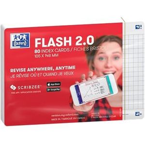 Oxford Flash 2.0 Flashcards A6 geruit 5mm wit pak 80 kaartjes