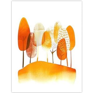 Artery8 Abstract Autumn Trees Orange Watercolour Painting Living Room Large Wall Art Poster Print Thick Paper 18X24 Inch