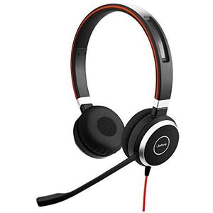 Jabra Evolve 40 MS Stereo Headset – Microsoft Teams-gecertificeerde Koptelefoon voor VoIP Softphone met Passieve Noise Cancelling – USB-C Kabel met Controller – zwart