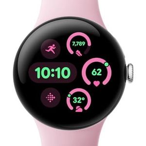 Google Pixel Watch 3 (41 mm) – Android-smartwatch met hartslagmeting, geavanceerd hardlopen van Fitbit, fitness-inzichten, 24-uurs batterij – gepolijste zilveren aluminium behuizing – rozenkwarts band