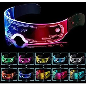 Kimimara Cyberpunk LED Vizier Bril - Lichtgevende Futuristische Knipperende Bril Gelukkig Oudejaarsavond Feestbril Nieuwigheid Brillen - High Tech