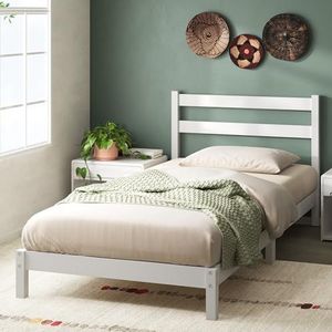 ZINUS Robin Bamboe bedframe, 20 cm, lattenstandaard van hout, voor volwassenen, kinderen of jongeren, eenvoudige montage, 90 x 190 cm, wit