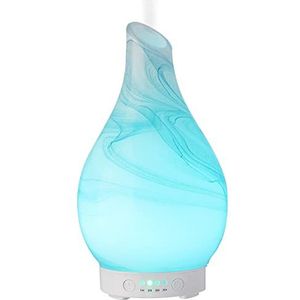 Zen'Aroma diffuser voor etherische olie, ultrasoonlijke koude aromatherapie, elektrische diffuser, luchtbevochtiger, glaswerk met decoratief motief en aanpasbare ledverlichting