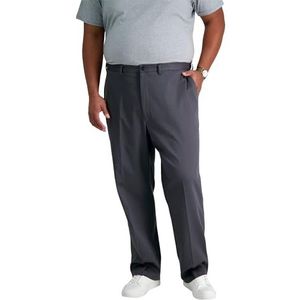 Haggar Pantalon, heren, premium kwaliteit, strijkvrij, kaki, classic-fit, uitbreidbare taille, platte voorkant (normale en grote maten), 44W / 34L