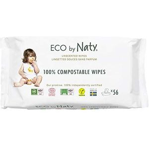 Eco by Naty Ongeparfumeerde Babydoekjes - 100% composteerbare en plantaardige doekjes, veilig voor de gevoelige babyhuid (12 x 56 |672 Stuks)