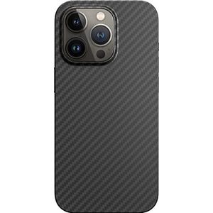 Black Rock - Hoes Carbon Case Ultra Thin geschikt voor Apple iPhone 14 Pro | Aramid telefoonhoes, Fiber Cover, draadloos opladen, Premium (zwart)