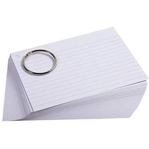 Exacompta - Ref. 10340E – Verpakking met 50 flashcards in folie + ring – gelinieerd geperforeerd – formaat A6 – willekeurige kleur wit, blauw, geel, roze, groen