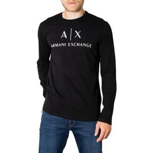 ARMANI EXCHANGE A| x T-shirt met lange mouwen en ronde hals voor heren, Zwart, S