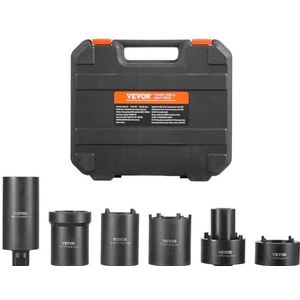 VEVOR Spindelmoer Socket Tool Kit, 1/2"" Drive 6 Stuk As Hub Moer Socket Set, voor Toyota, Ford, 4WD-voertuigen en GM Voertuigen, met Opbergkoffer, Asspil Moer Retainers Remover