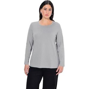 Ulla Popken Damesshirt met lange mouwen, Lichtgrijs Mélang, 42-44