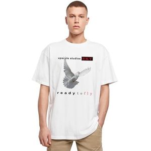 Mister Tee Upscale T-shirt Ready to Fly Oversize T-shirt, uniseks, met opdruk, oversized fit, katoen met print, grafisch T-shirt, wit, S