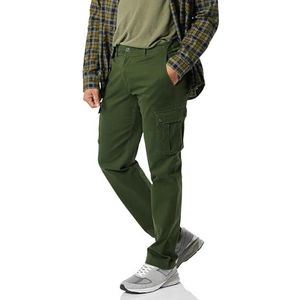 Amazon Essentials Men's Stretch-cargobroek met rechte pasvorm (verkrijgbaar in grote en lange maten), Donker olijfgroen, 32W / 32L
