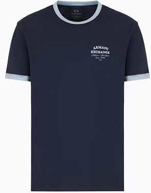 Armani Exchangevoor mannen. XM000536AF10334UB101 Navy t-shirt met korte mouwen (S), Casual, Katoen, Marineblauw