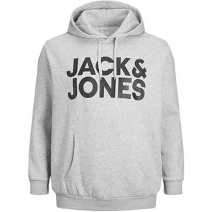 JACK & JONES Capuchontrui voor heren, plussize met, lichtgrijs gem., 8XL