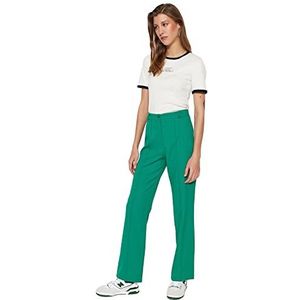 Trendyol Dames Basics hoge taille rechte pijpen rechte broek, smaragd, 36, Emerald, 62
